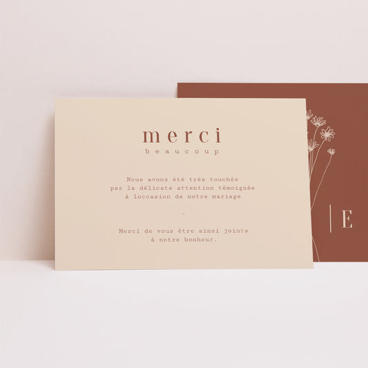 Remerciements Mariage Paysage Silhouette - Fleurs des champs photo
