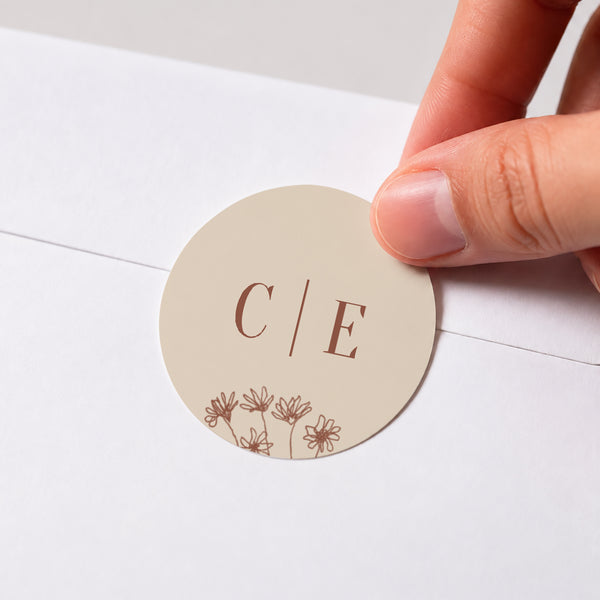 Sticker Mariage Rond Silhouette - Fleurs des champs photo