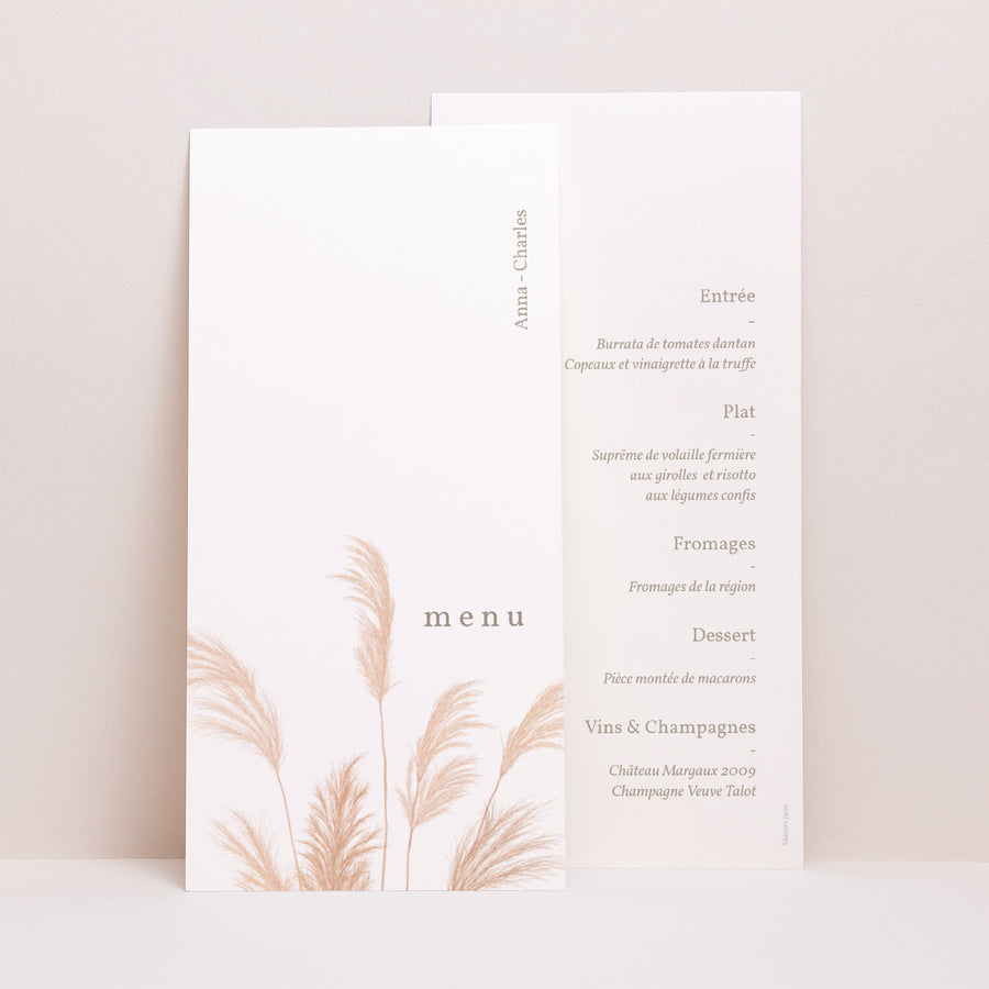 Menu Mariage Panoramique portrait Viva la pampa photo
