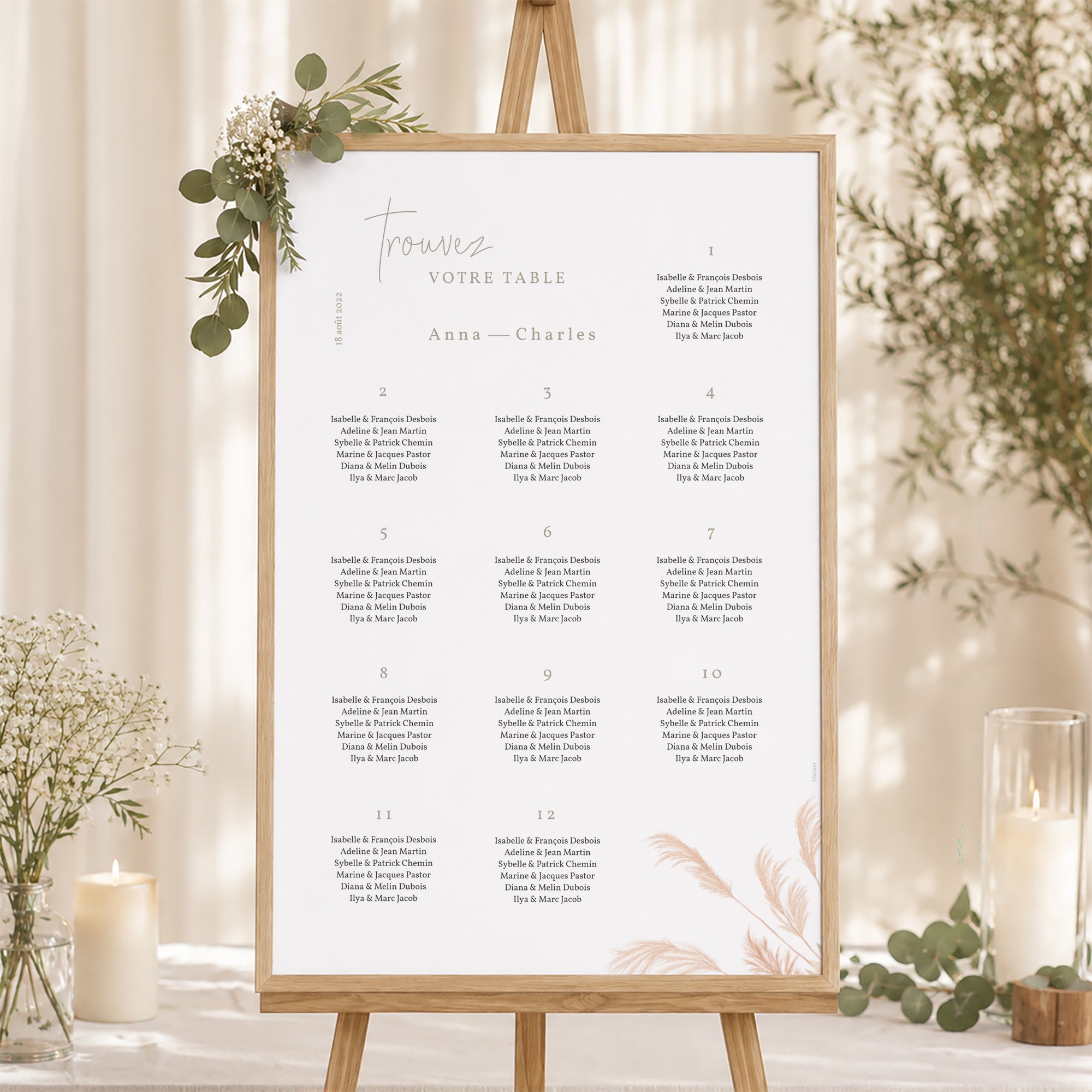 Plan de table Mariage Portrait Viva la pampa photo N° 1