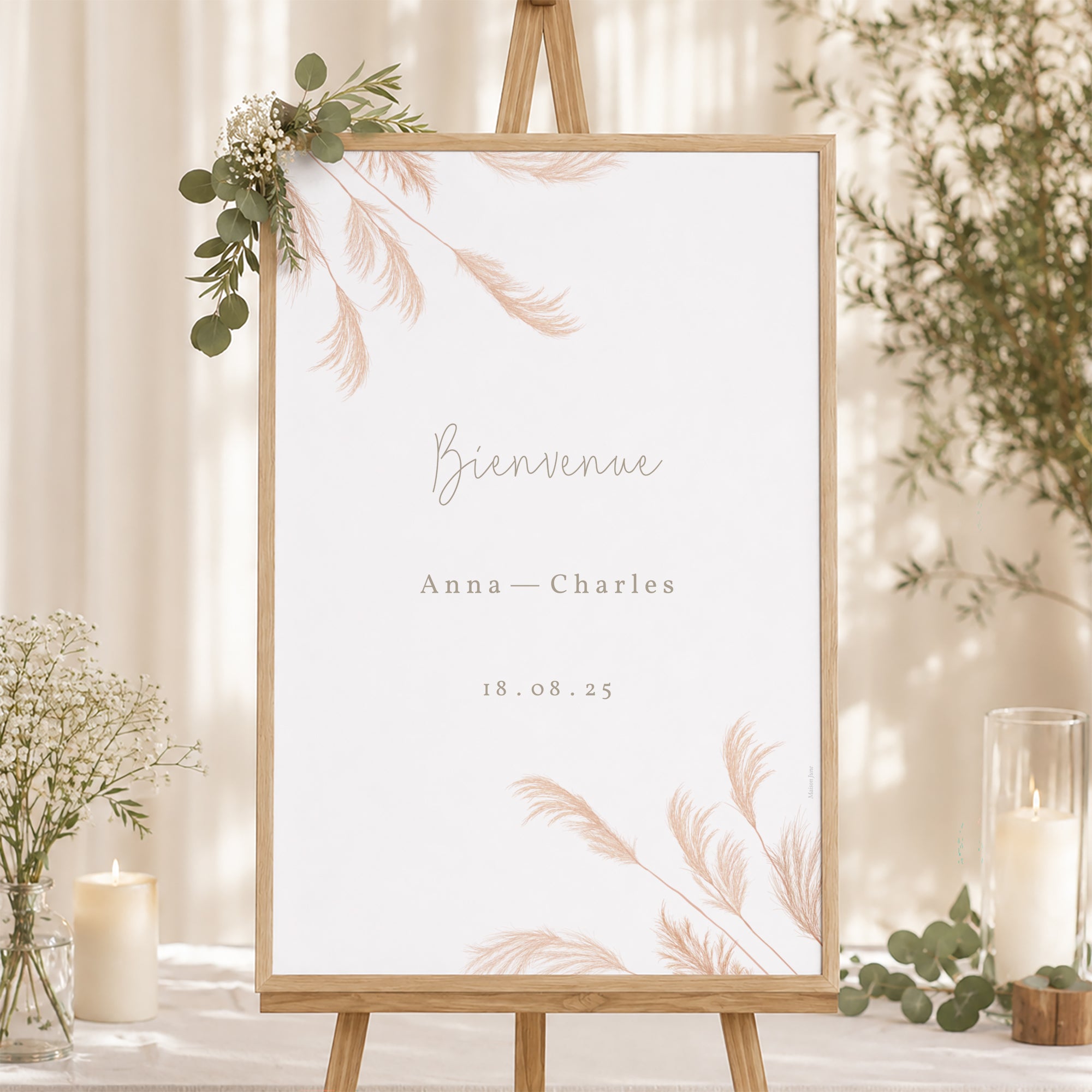 Panneau bienvenue Mariage Portrait 60 x 90 cm Viva la pampa photo N° 1
