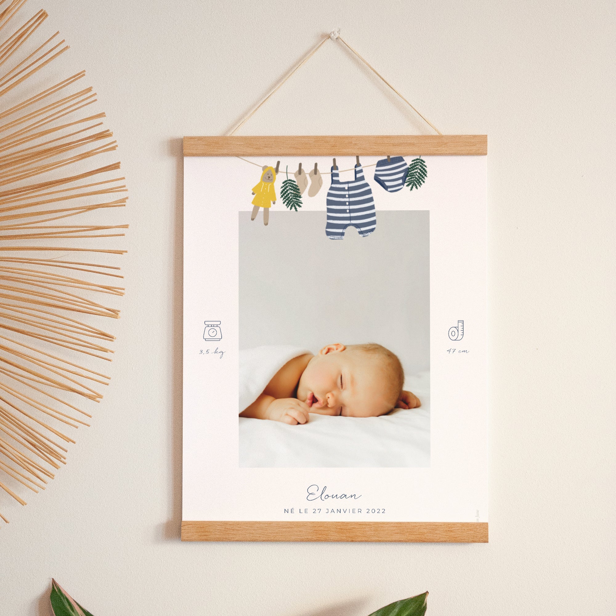 Affiche Naissance Portrait 30 x 40 cm Vestiaire petit marin photo N° 1