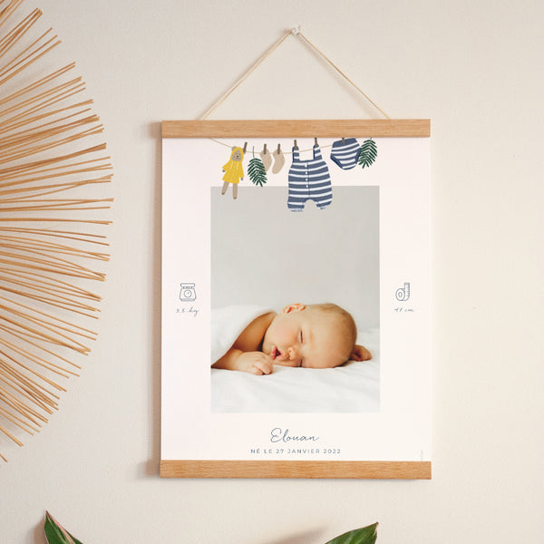 Affiche Naissance Portrait 30 x 40 cm Vestiaire petit marin photo