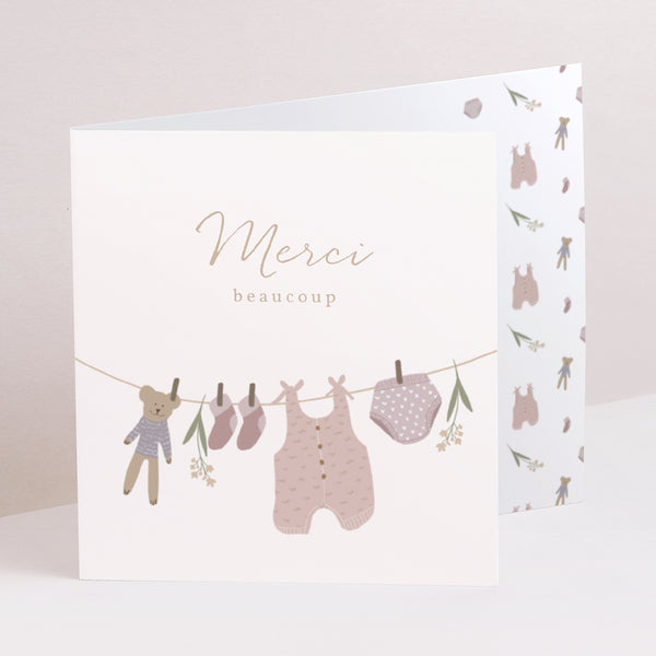 Remerciements Naissance Double volet asymétrique Vestiaire fil à linge fille photo