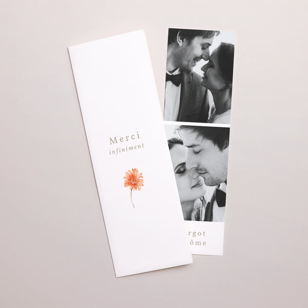 Remerciements Mariage Marque-page photo Couronne & Fleurs Solsticiales photo