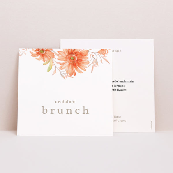 Invitations Mariage Carré Couronne & Fleurs Solsticiales photo