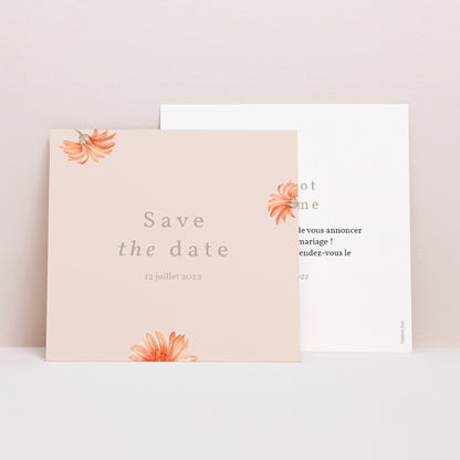 Save the date Mariage Carré Couronne & Fleurs Solsticiales photo N° 1