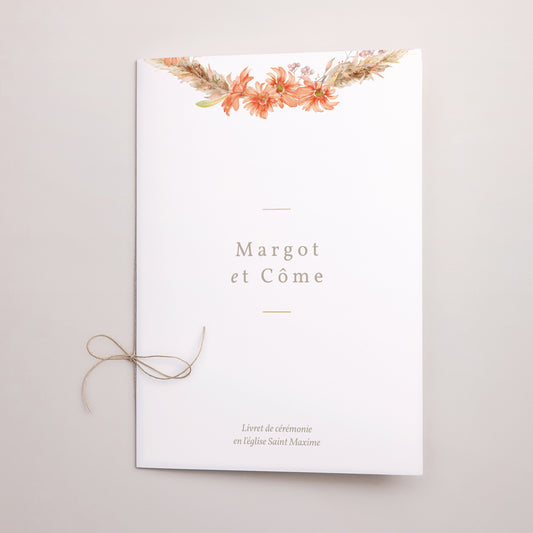 Livret de messe Mariage Double volet Couronne & Fleurs Solsticiales photo