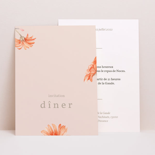 Invitations Mariage Portrait Couronne & Fleurs Solsticiales photo