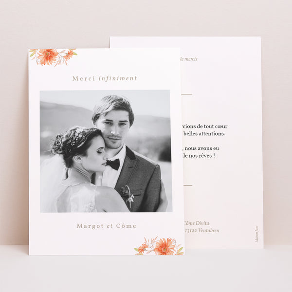 Remerciements Mariage Portrait Couronne & Fleurs Solsticiales photo