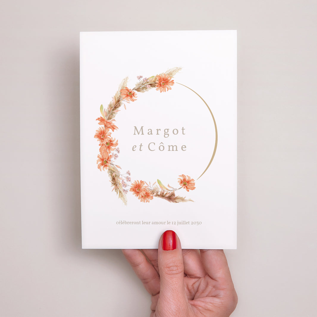 Faire-part Mariage Portrait Couronne & Fleurs Solsticiales photo N° 2