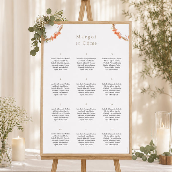 Plan de table Mariage Portrait Couronne & Fleurs Solsticiales photo