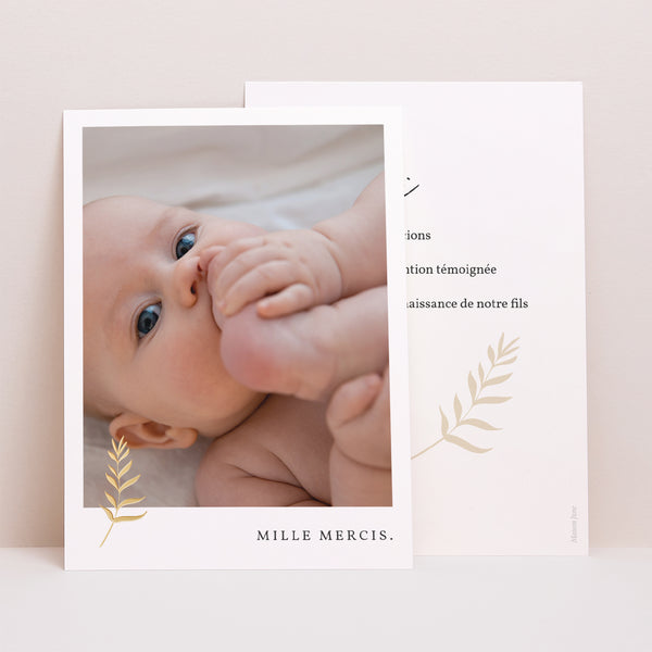 Remerciements Naissance Portrait Bonjour, Brin doré photo