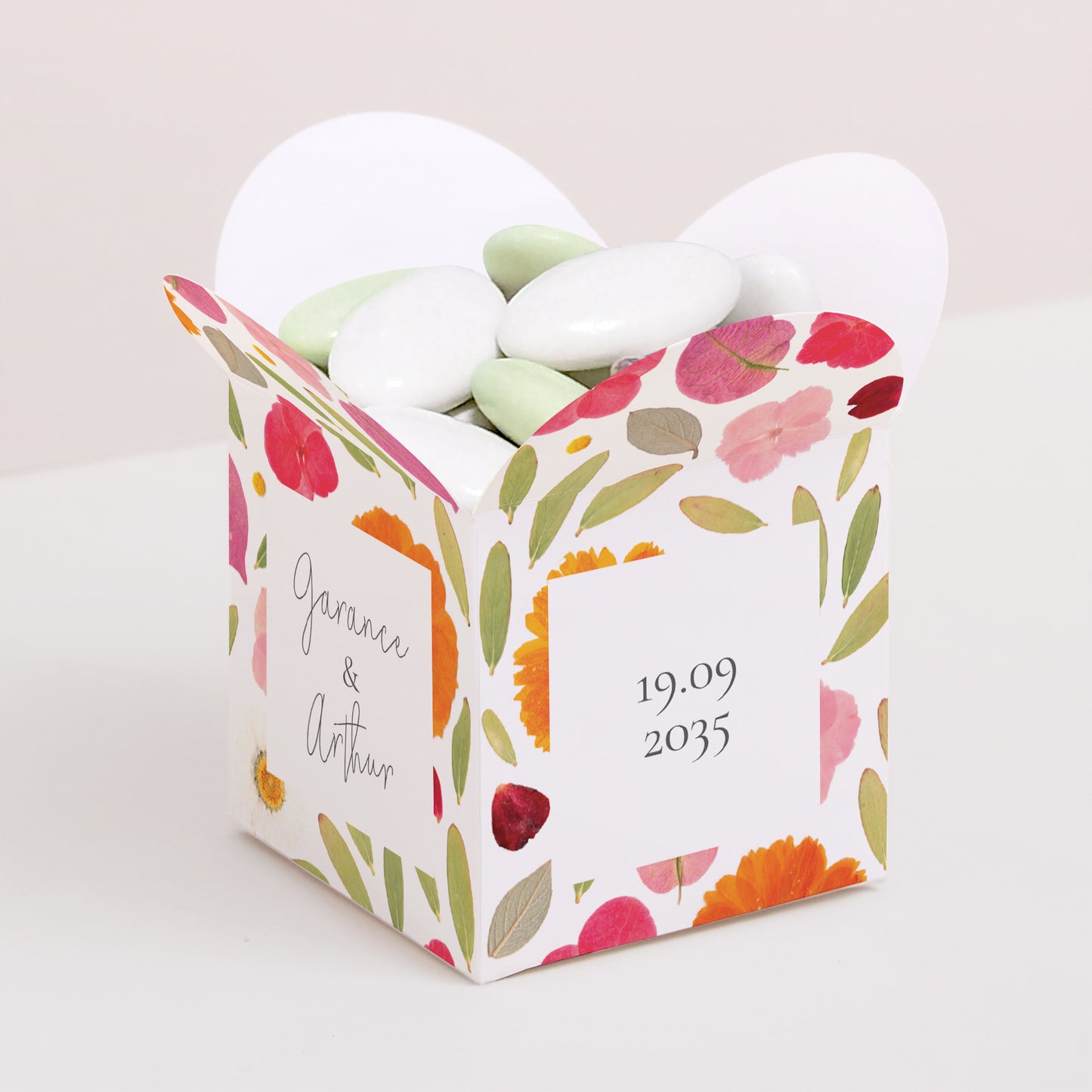 Boîte à dragées Mariage Ouverture papillon Herbier Bucolique photo N° 1