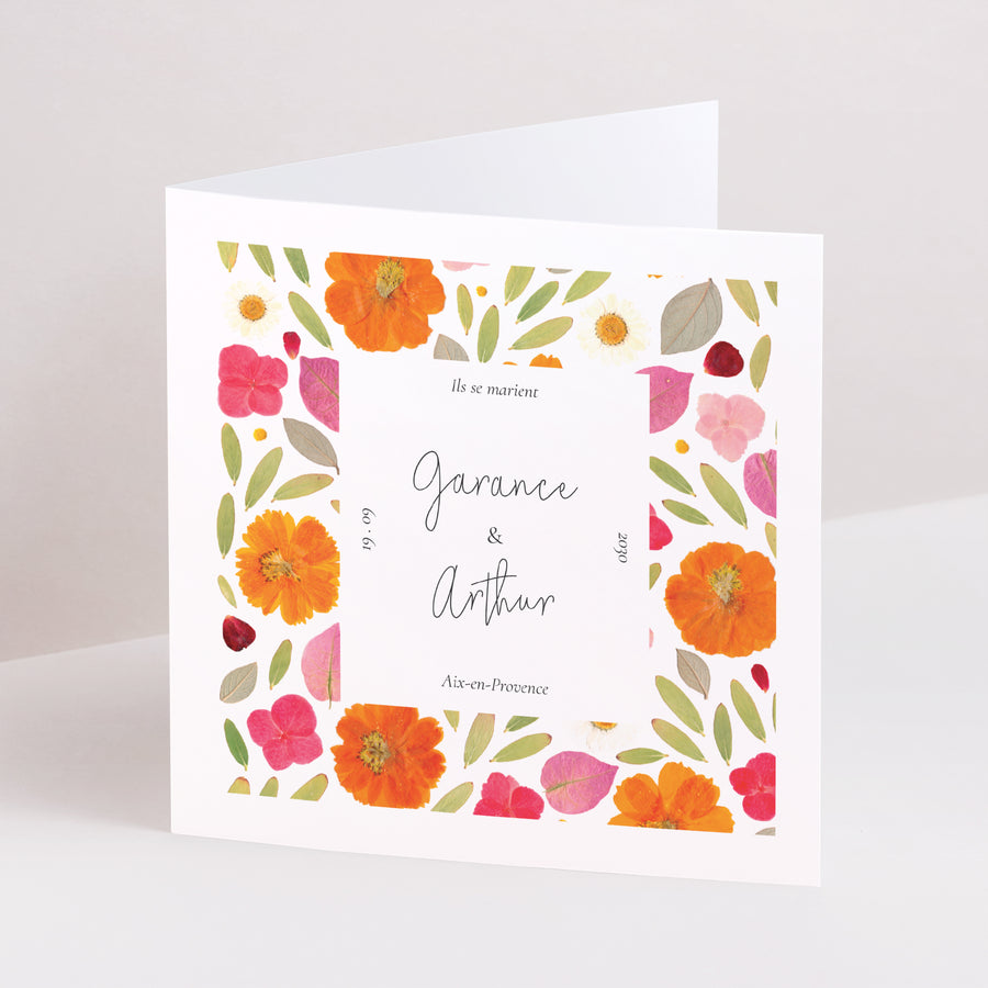 Faire-part Mariage Carré double volet Herbier Bucolique photo