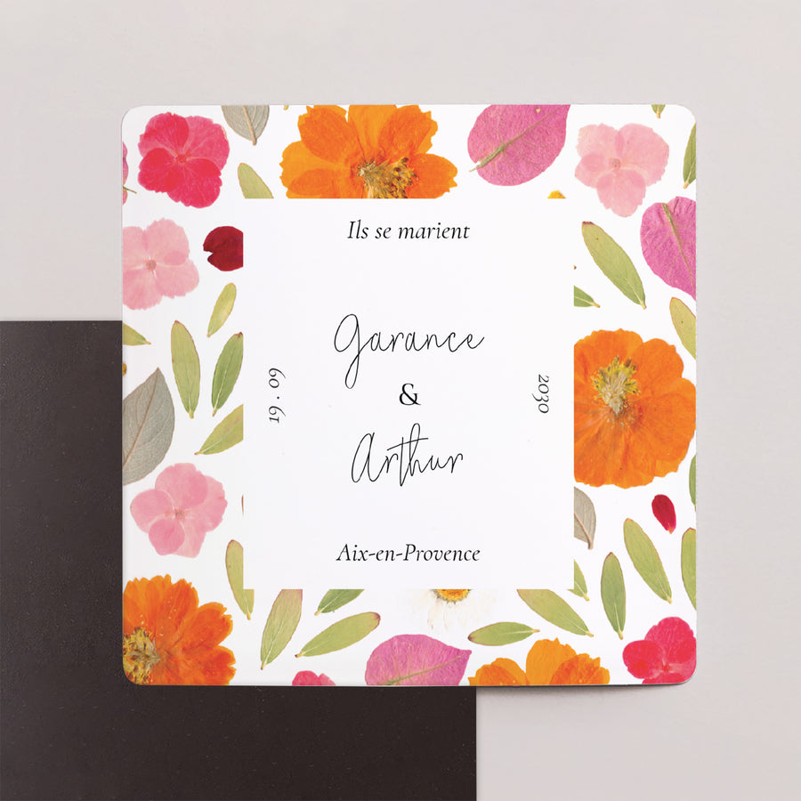 Save the date Mariage Lot de 9, magnétique Herbier Bucolique photo