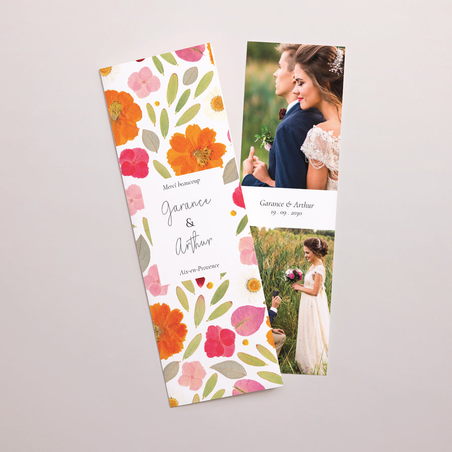 Remerciements Mariage Marque-page photo Herbier Bucolique photo