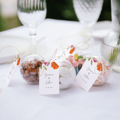 Boîte à dragées Mariage boule avec étiquette fanion Herbier Bucolique photo N° 2