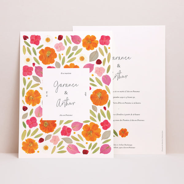 Faire-part Mariage Grand format rectangle Herbier Bucolique photo