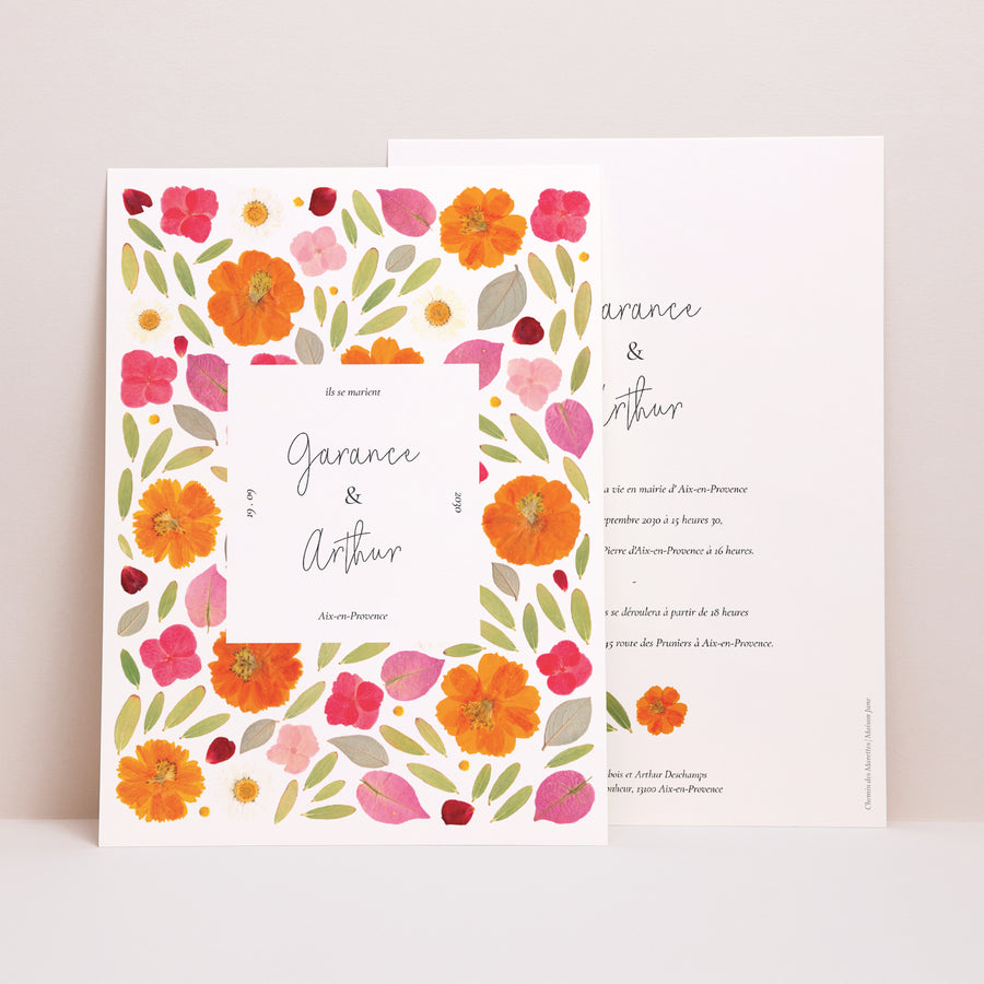 Faire-part Mariage Grand format rectangle Herbier Bucolique photo