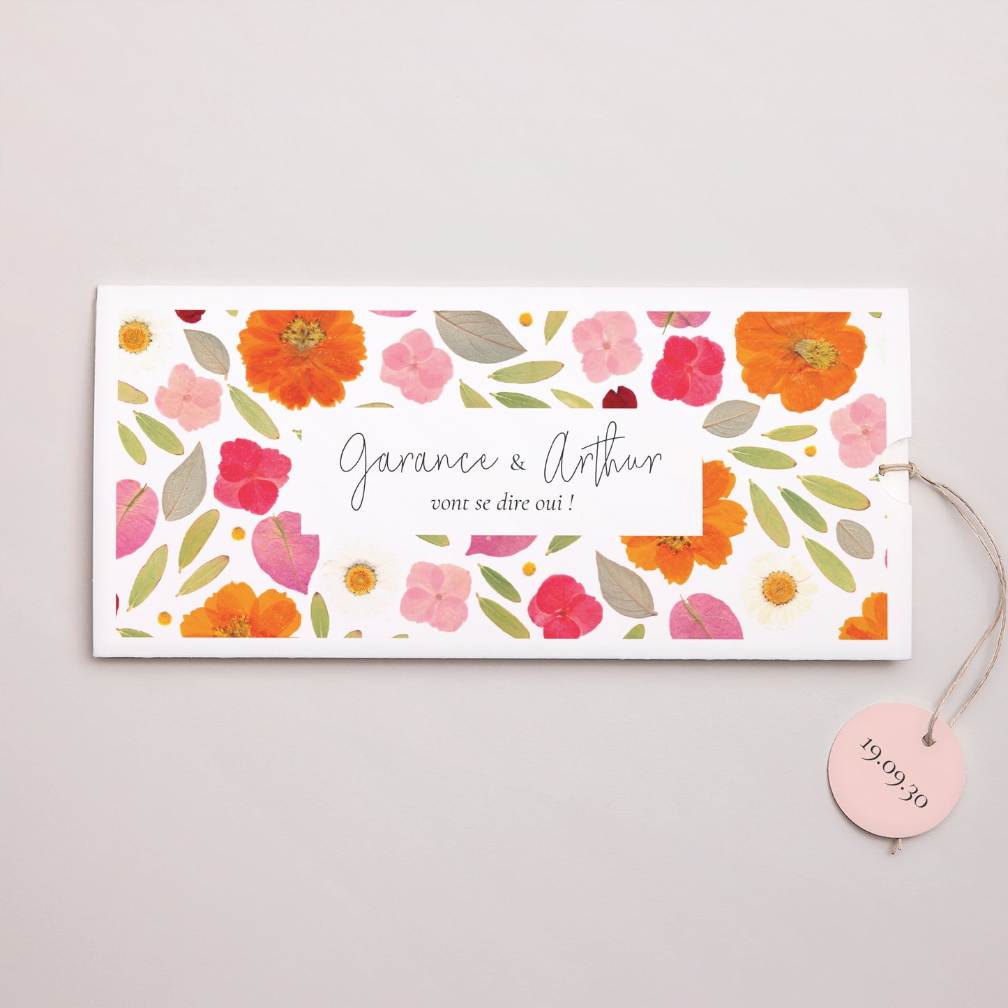 Faire-part Mariage Pochette 2 cartes, étiquette Herbier Bucolique photo N° 1