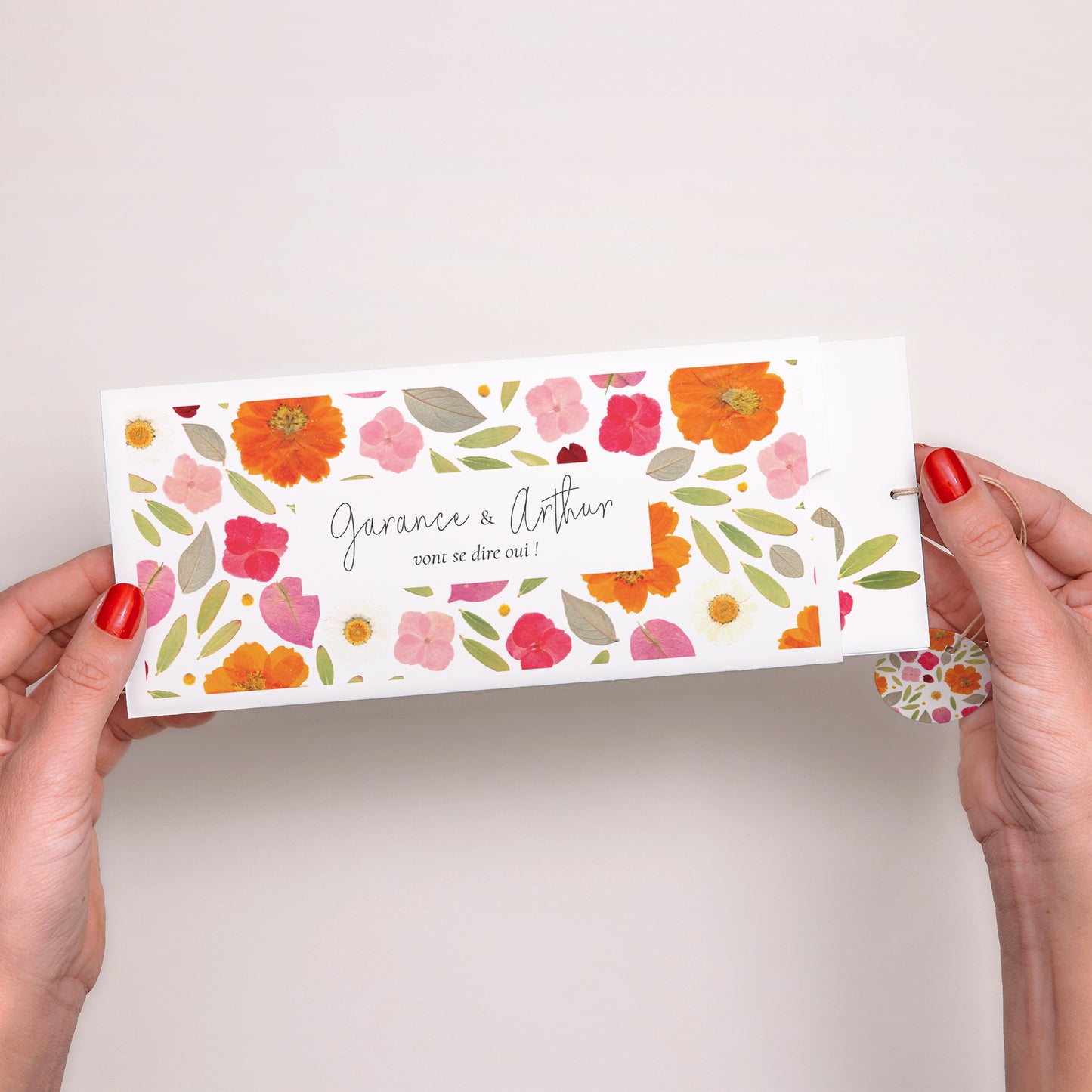 Faire-part Mariage Pochette 2 cartes, étiquette Herbier Bucolique photo N° 2