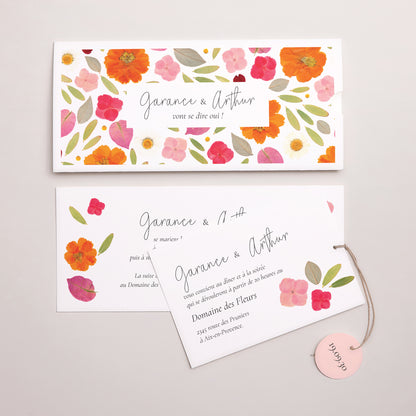 Faire-part Mariage Pochette 2 cartes, étiquette Herbier Bucolique photo N° 3