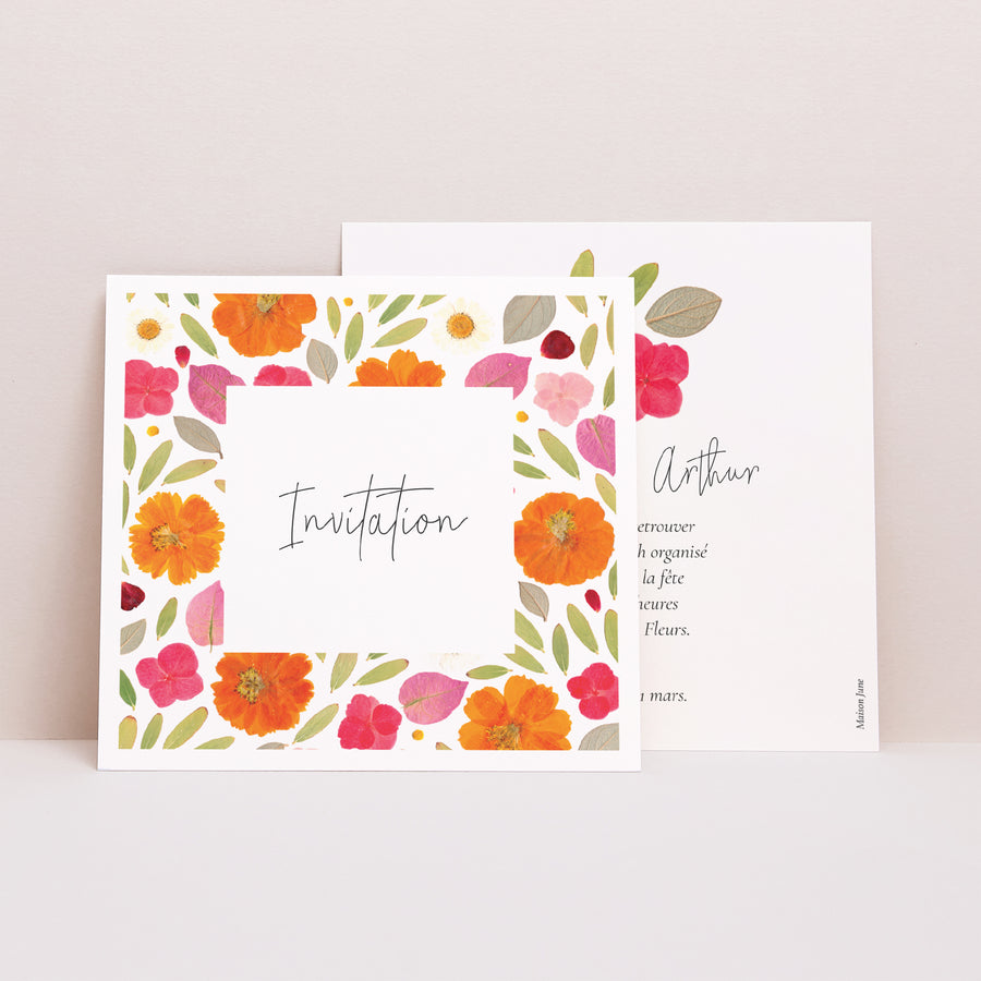 Invitations Mariage Carré Herbier Bucolique photo