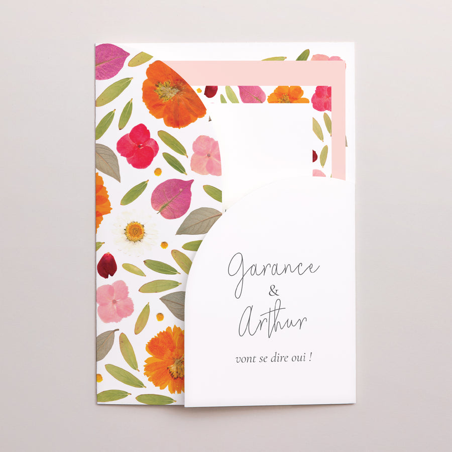 Faire-part Mariage Pochette 2 cartes Herbier Bucolique photo