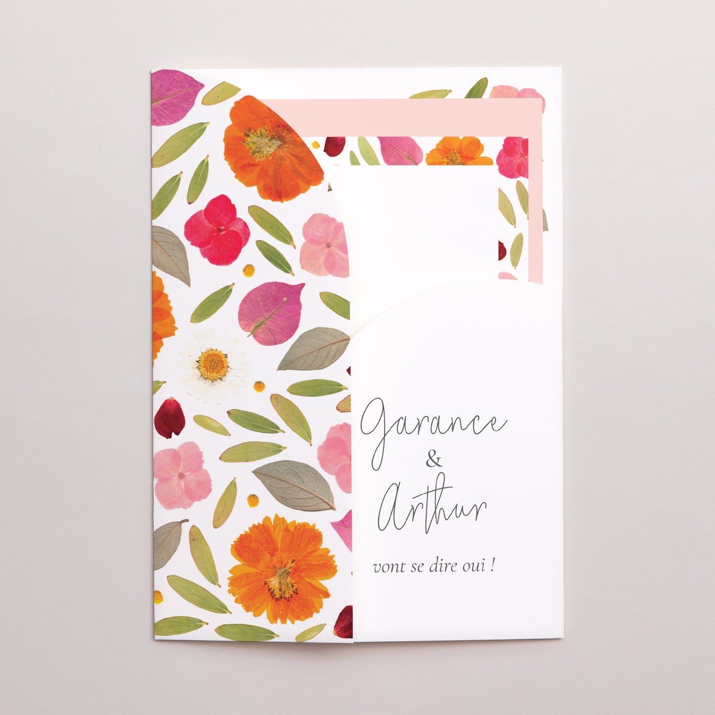Faire-part Mariage Pochette 2 cartes Herbier Bucolique photo N° 2