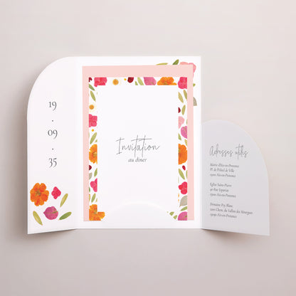 Faire-part Mariage Pochette 2 cartes Herbier Bucolique photo N° 2