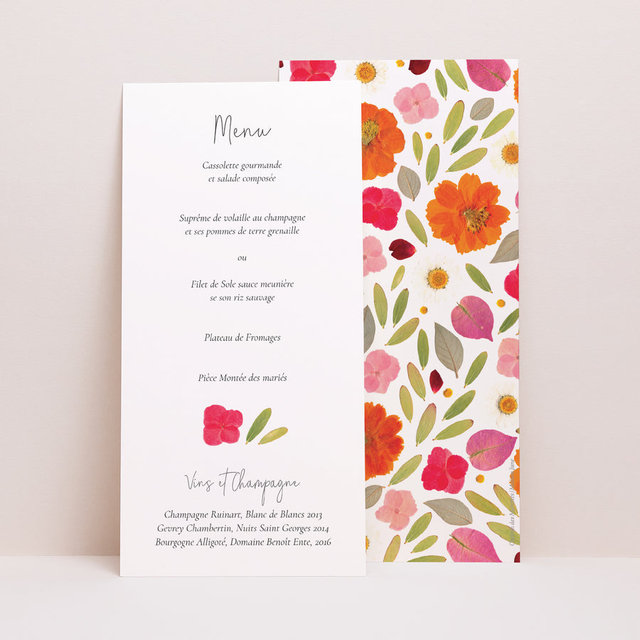 Menu Mariage Panoramique portrait Herbier Bucolique photo