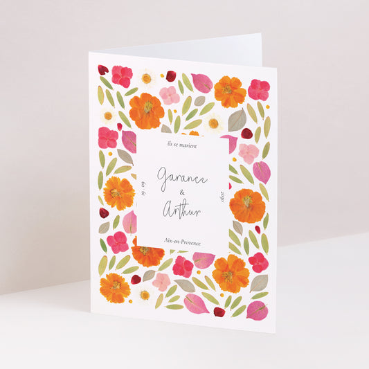 Faire-part Mariage Portrait double volet Herbier Bucolique photo