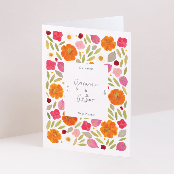 Faire-part Mariage Portrait double volet Herbier Bucolique photo