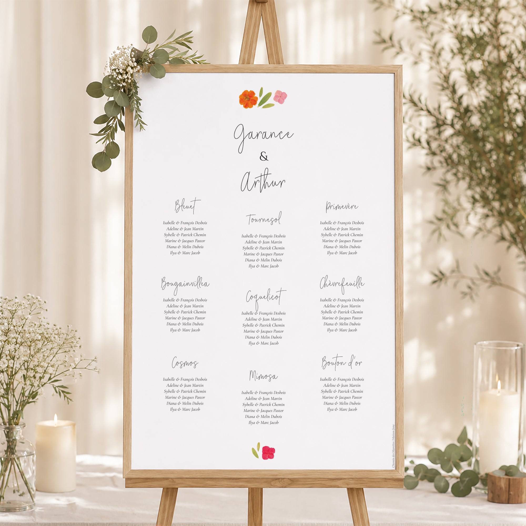Plan de table Mariage Portrait Herbier Bucolique photo N° 1