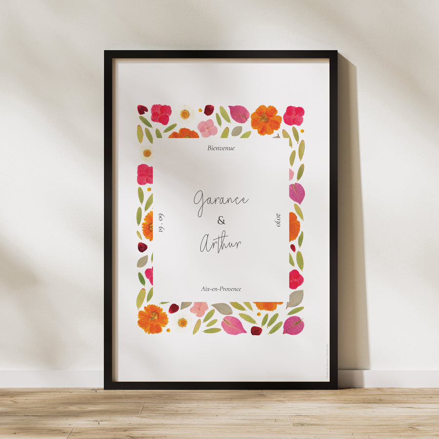 Panneau bienvenue Mariage Portrait 60 x 90 cm Herbier Bucolique photo