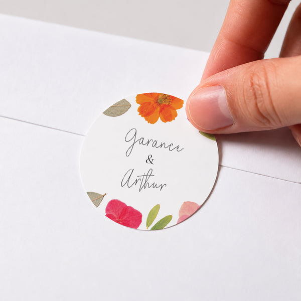 Sticker Mariage Rond Herbier Bucolique photo