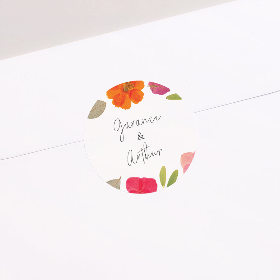 Sticker Mariage Rond Herbier Bucolique photo