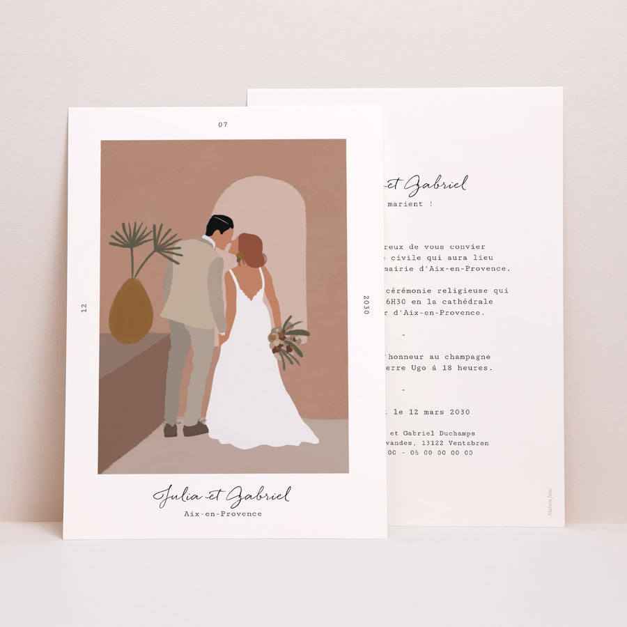 Faire-part Mariage Grand format rectangle Couple à composer boho photo