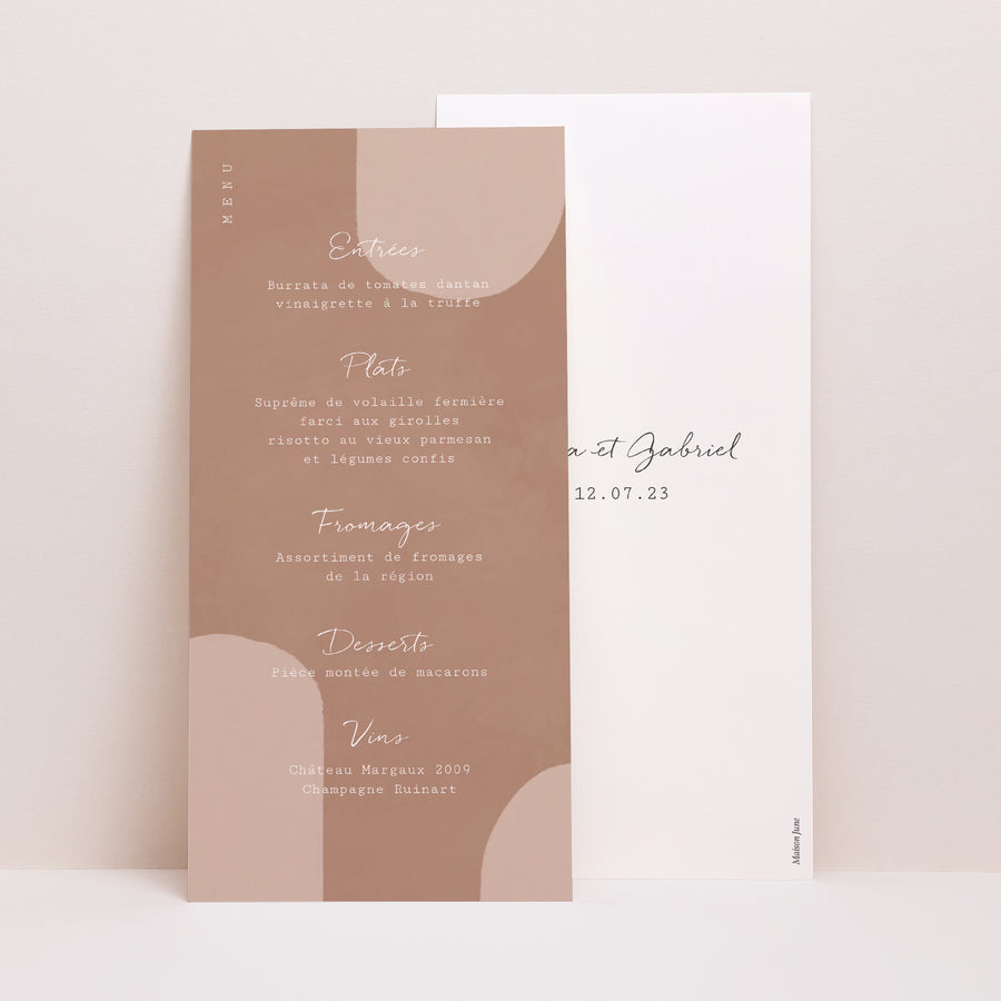 Menu Mariage Panoramique portrait Couple à composer boho photo