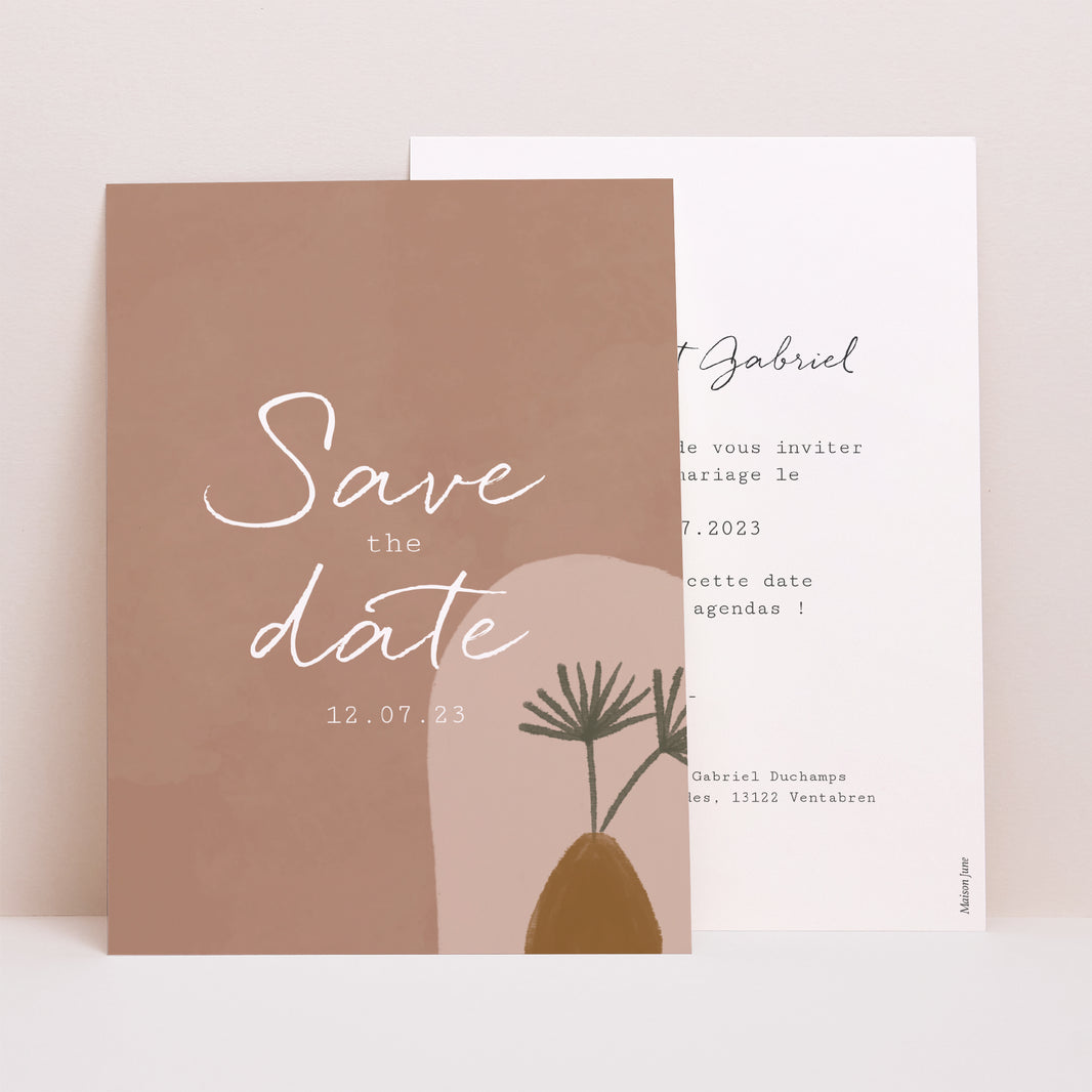 Save the date Mariage Portrait Couple à composer boho photo N° 1