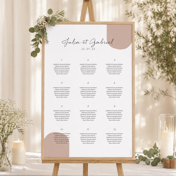 Plan de table Mariage Portrait Couple à composer boho photo