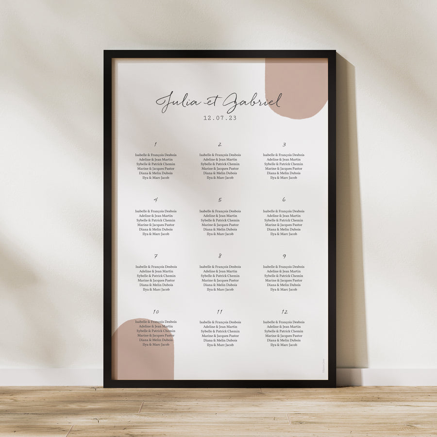 Plan de table Mariage Portrait Couple à composer boho photo