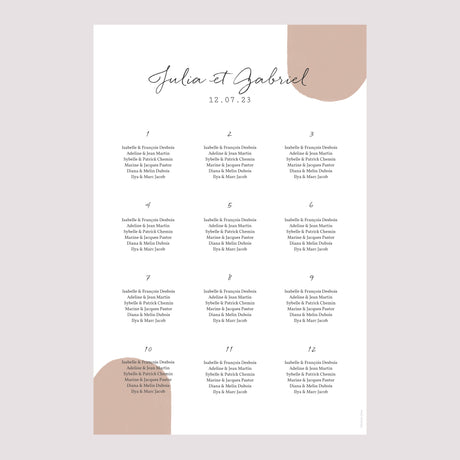 Plan de table Mariage Portrait Couple à composer boho