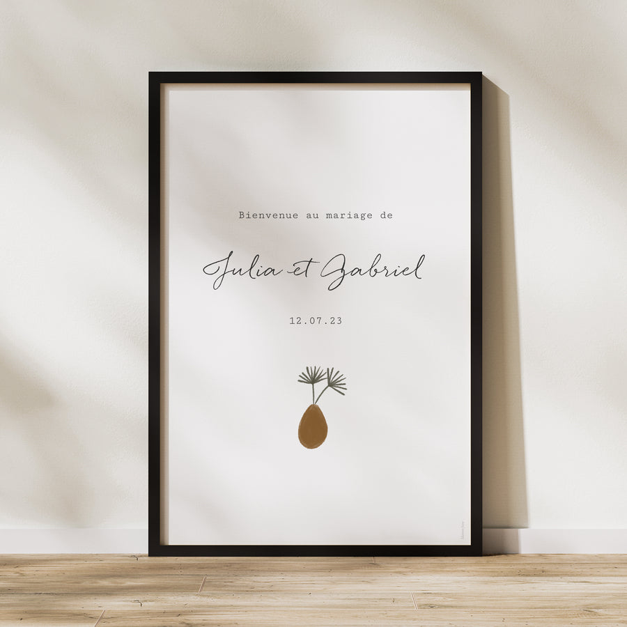 Panneau bienvenue Mariage Portrait 60 x 90 cm Couple à composer boho photo