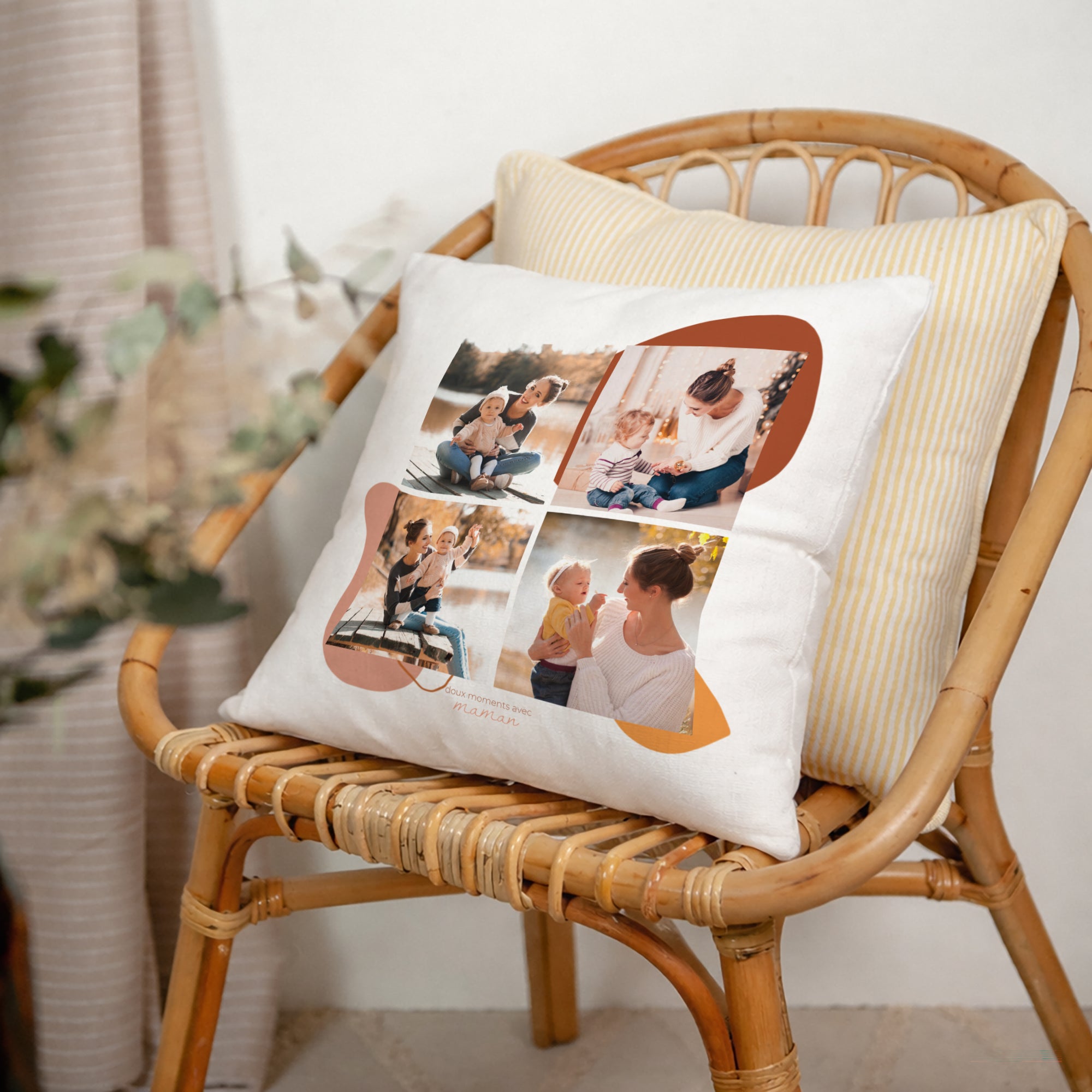 Coussin Objets Beige naturel Fête des mères tâches photo N° 2