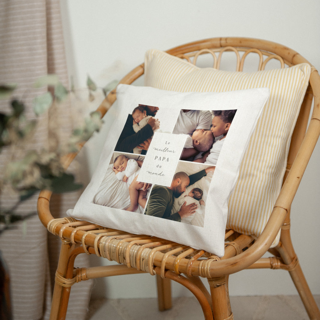 Coussin Objets Beige naturel Le meilleur papa du monde photo N° 2