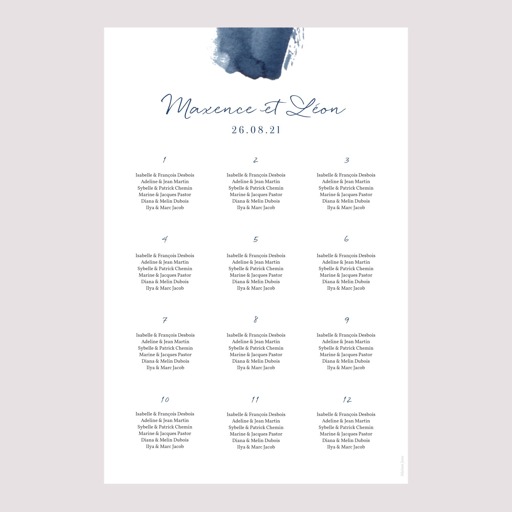 Plan de table Mariage Portrait Nuit Magique photo N° 2