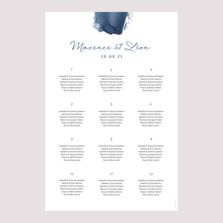 Plan de table Mariage Portrait Nuit Magique