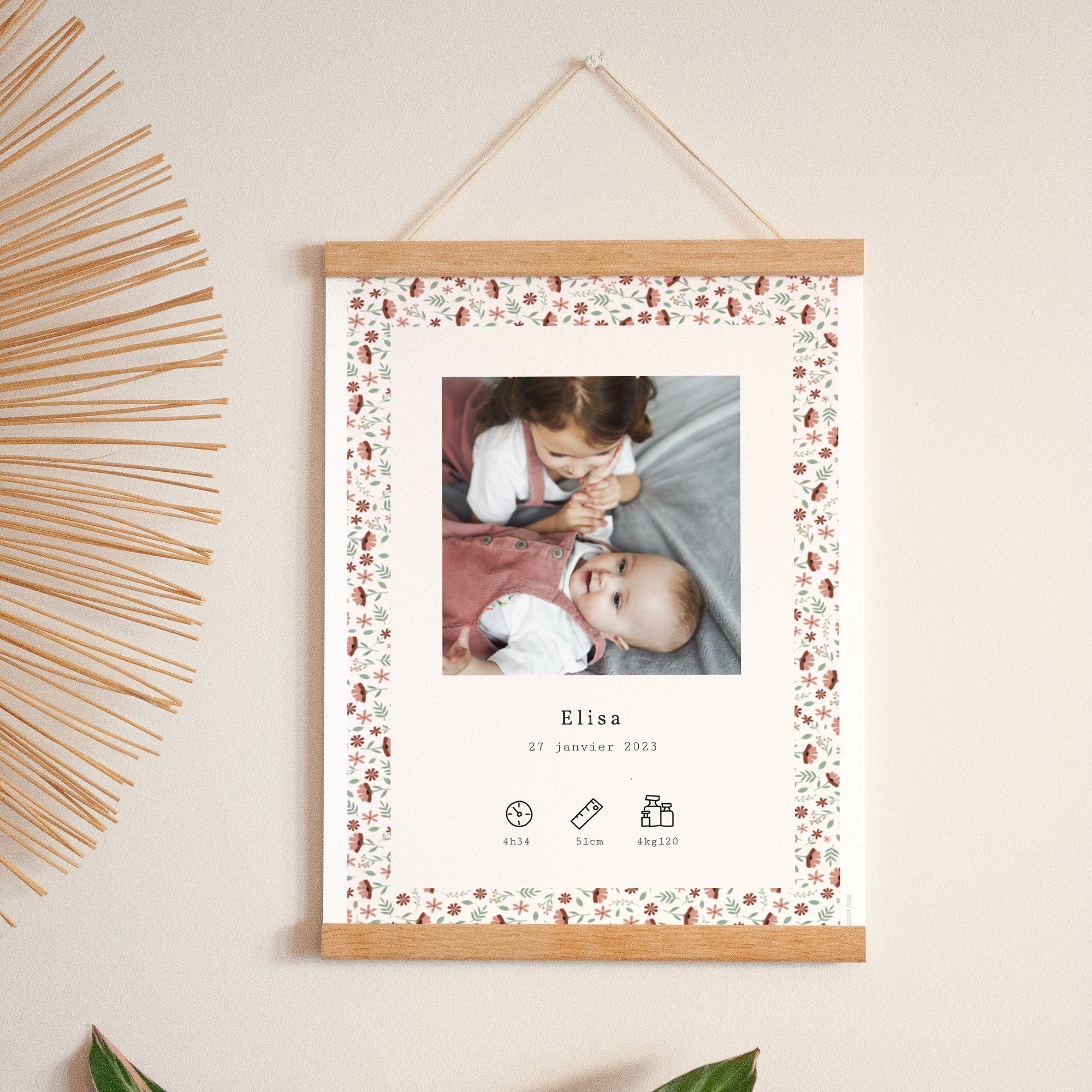 Affiche Naissance Portrait 30 x 40 cm Liberty fille accordéon photo N° 1